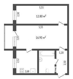 2-к квартира, вторичка, 44м2, 5/5 этаж