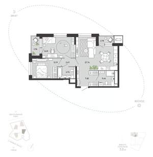 2-к квартира, вторичка, 83м2, 7/21 этаж