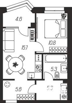 1-к квартира, вторичка, 47м2, 19/24 этаж