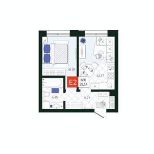 1-к квартира, вторичка, 33м2, 2/19 этаж