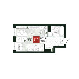 1-к квартира, вторичка, 29м2, 11/19 этаж