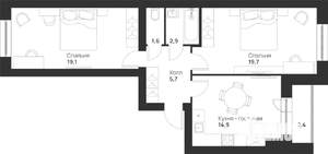 2-к квартира, вторичка, 66м2, 5/5 этаж