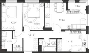 3-к квартира, вторичка, 82м2, 6/9 этаж