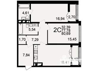 2-к квартира, вторичка, 81м2, 16/18 этаж