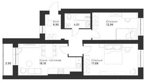 2-к квартира, вторичка, 66м2, 5/5 этаж