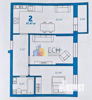 3-к квартира, вторичка, 60м2, 8/9 этаж