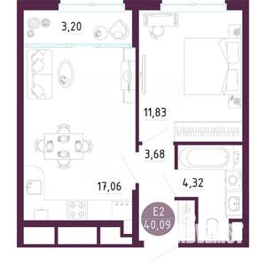 1-к квартира, вторичка, 40м2, 7/10 этаж