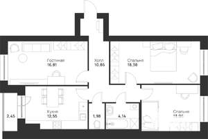 3-к квартира, вторичка, 80м2, 3/5 этаж