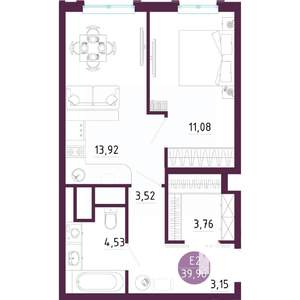 1-к квартира, вторичка, 40м2, 3/10 этаж