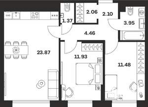 2-к квартира, вторичка, 61м2, 9/10 этаж