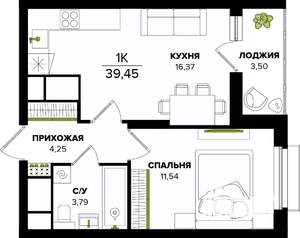 1-к квартира, вторичка, 39м2, 8/25 этаж