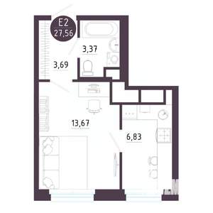 1-к квартира, вторичка, 28м2, 7/10 этаж