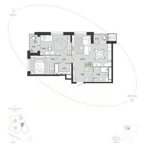 2-к квартира, вторичка, 83м2, 3/21 этаж