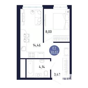 Студия квартира, строящийся дом, 30м2, 13/25 этаж