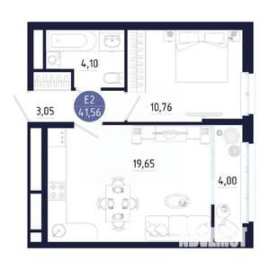 1-к квартира, строящийся дом, 42м2, 2/25 этаж