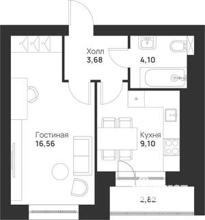 1-к квартира, строящийся дом, 36м2, 5/5 этаж