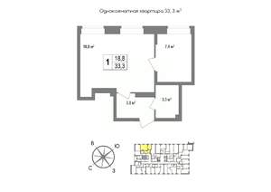 1-к квартира, вторичка, 33м2, 5/11 этаж