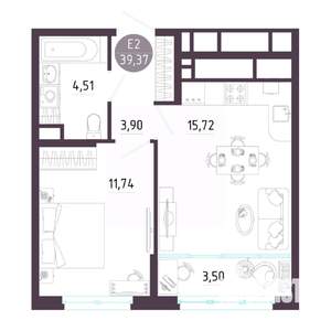 1-к квартира, вторичка, 39м2, 10/10 этаж