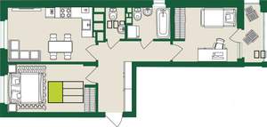 3-к квартира, строящийся дом, 58м2, 4/9 этаж