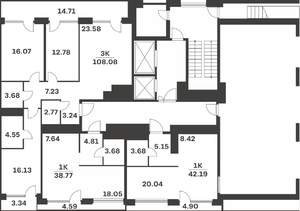 1-к квартира, вторичка, 42м2, 10/10 этаж