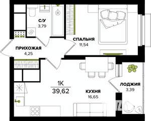 1-к квартира, вторичка, 40м2, 6/25 этаж