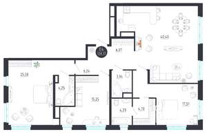 3-к квартира, строящийся дом, 128м2, 8/8 этаж