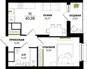 1-к квартира, вторичка, 40м2, 22/25 этаж