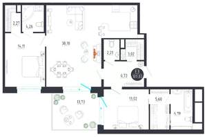 2-к квартира, строящийся дом, 110м2, 3/8 этаж
