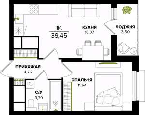 1-к квартира, вторичка, 39м2, 22/25 этаж