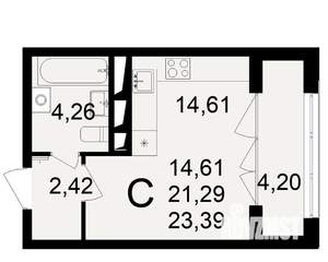 1-к квартира, вторичка, 23м2, 2/18 этаж