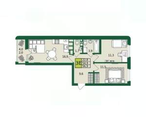 3-к квартира, вторичка, 57м2, 4/9 этаж