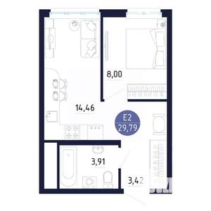 1-к квартира, вторичка, 30м2, 20/25 этаж