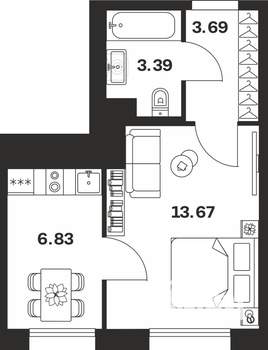 1-к квартира, вторичка, 28м2, 4/10 этаж