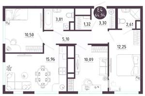 3-к квартира, вторичка, 65м2, 5/10 этаж
