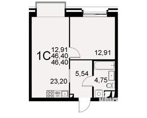 1-к квартира, вторичка, 46м2, 2/11 этаж