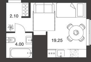 Студия квартира, вторичка, 25м2, 24/25 этаж