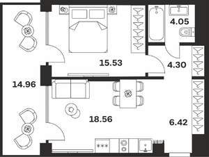 1-к квартира, вторичка, 64м2, 9/10 этаж