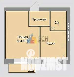 1-к квартира, вторичка, 33м2, 1/3 этаж