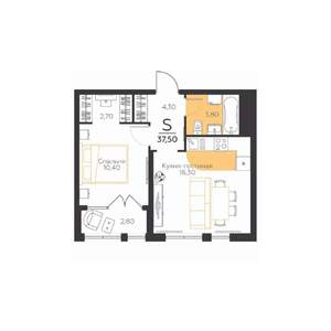 1-к квартира, строящийся дом, 38м2, 1/5 этаж