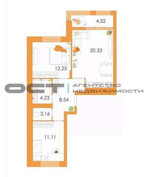 3-к квартира, вторичка, 63м2, 1/14 этаж