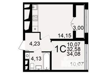 1-к квартира, вторичка, 34м2, 12/18 этаж