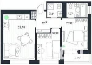 2-к квартира, строящийся дом, 64м2, 19/20 этаж