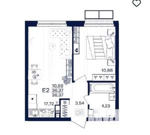 1-к квартира, вторичка, 36м2, 7/15 этаж