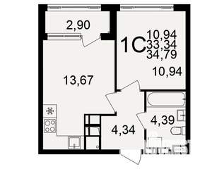 1-к квартира, вторичка, 33м2, 11/20 этаж