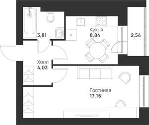 1-к квартира, вторичка, 36м2, 2/5 этаж