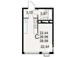 1-к квартира, вторичка, 30м2, 7/16 этаж