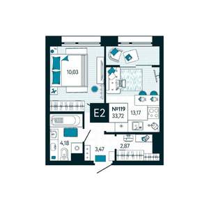 1-к квартира, вторичка, 34м2, 11/15 этаж