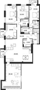4-к квартира, вторичка, 206м2, 7/7 этаж