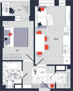2-к квартира, строящийся дом, 41м2, 11/14 этаж