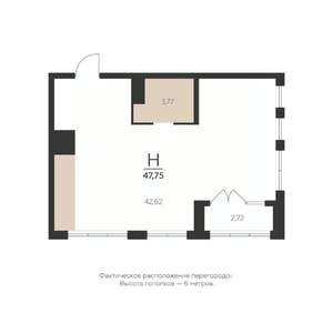 1-к квартира, строящийся дом, 48м2, 5/5 этаж